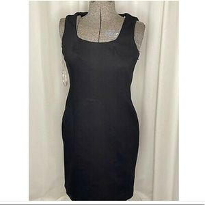 Taylor little black tank mini dress women's size 8 exposed zipper.pleated bodice